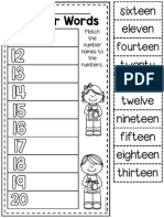 Teen Numbers Worksheets