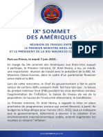 IXe Sommet Des Amériques Réunion de Travail Entre Le Premier Ministre Ariel Henry Et Le Président de La BID Mauricio Claver-Carone