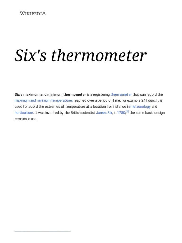 Six's Thermometer Wikipedia PDF Physical Sciences Equipment