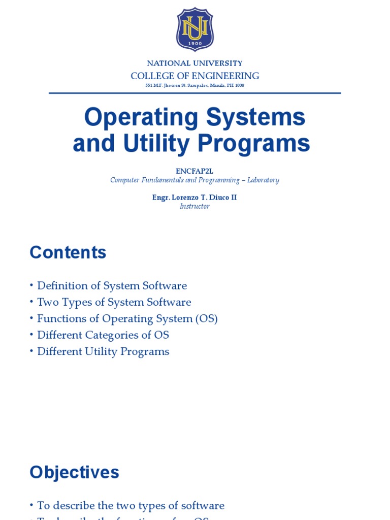 Lecture 3 - Operating System and Utility Programs | PDF | Operating ...