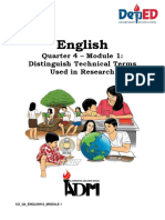 English: Quarter 4 - Module 1: Distinguish Technical Terms Used in Research