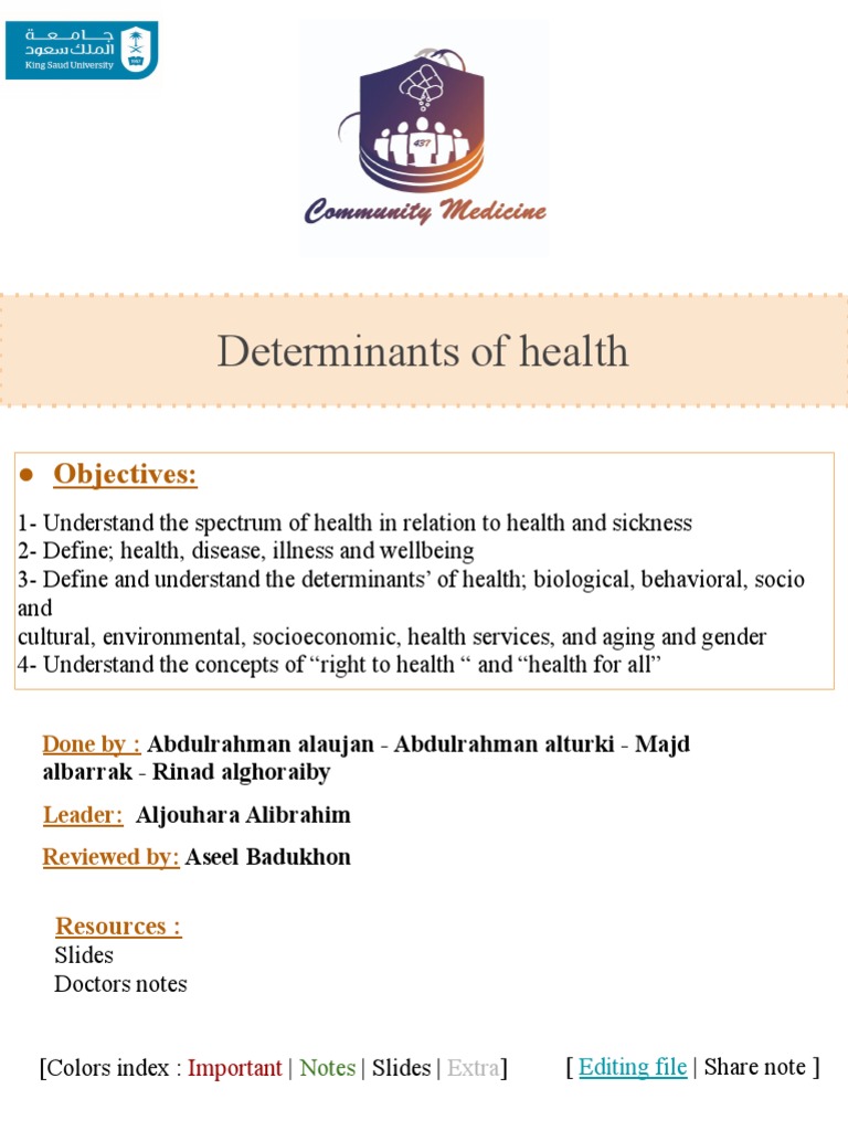Determinants of Health and Disease Explained | PDF | Quality Of Life ...