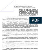 Lei Municipal 2284 22 Institui Reajuste Dos Cargos e Salarial de Servidores Efetivos e Comissionados Da Camara Mun de Barcarena