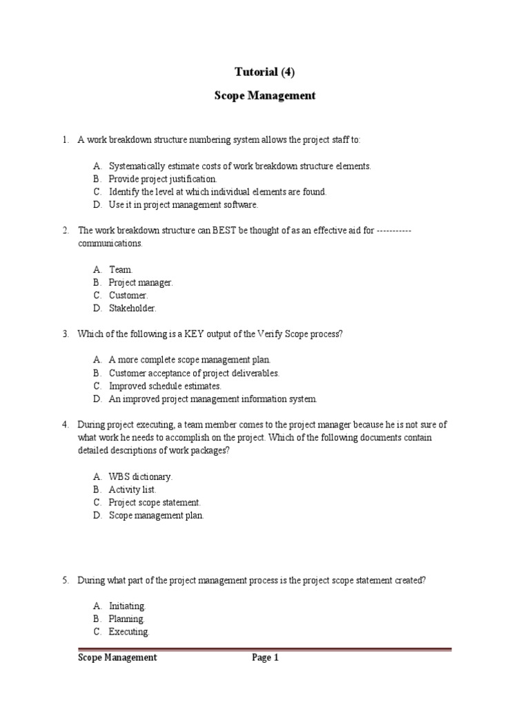 Work Breakdown Structure in Scope Management | PDF | Project Management ...