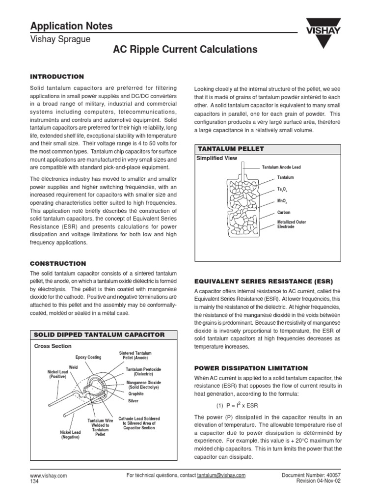 AC Ripple Current Calculations PDF Capacitor Electrical Engineering
