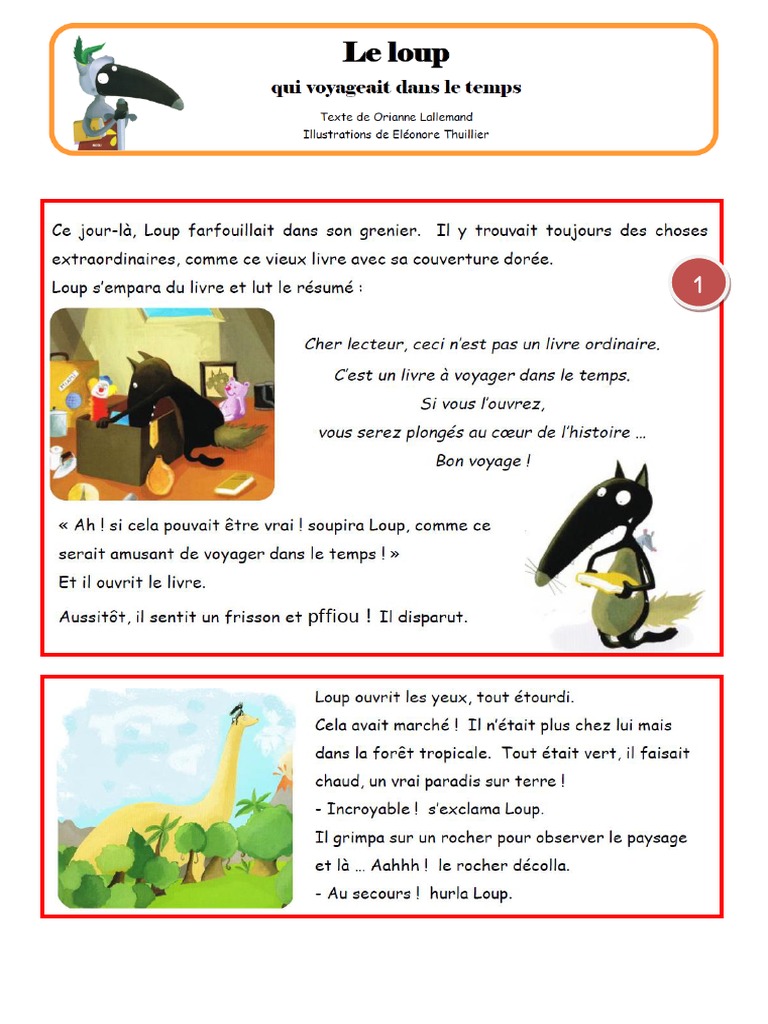 Le Loup Qui Voyageait Dans Le Temps Ce2 Tapuscrit Complet Corrigé Le Loup Qui Voyageait Dans Le Temps | PDF