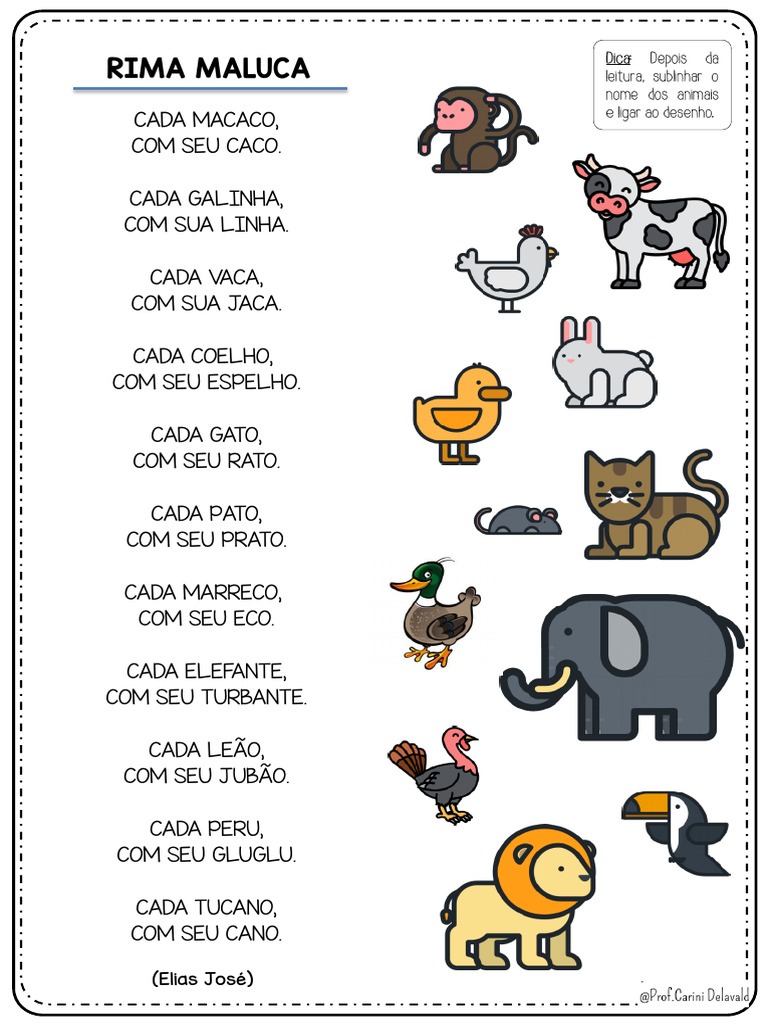 Rima maluca com animais que rimam | PDF