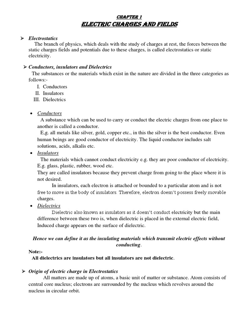Electrostatics: Charges and Fields Overview | PDF | Electric Charge ...