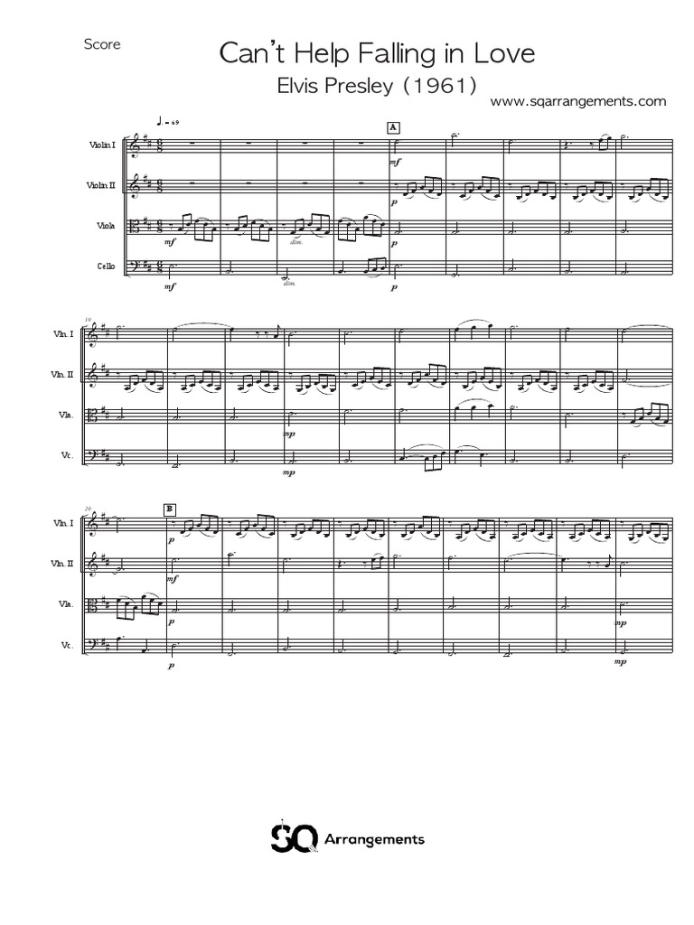 Can't Help Falling in Love - String Quartet | PDF