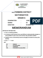 Memorandum: Waterberg District Mathematics Grade 6