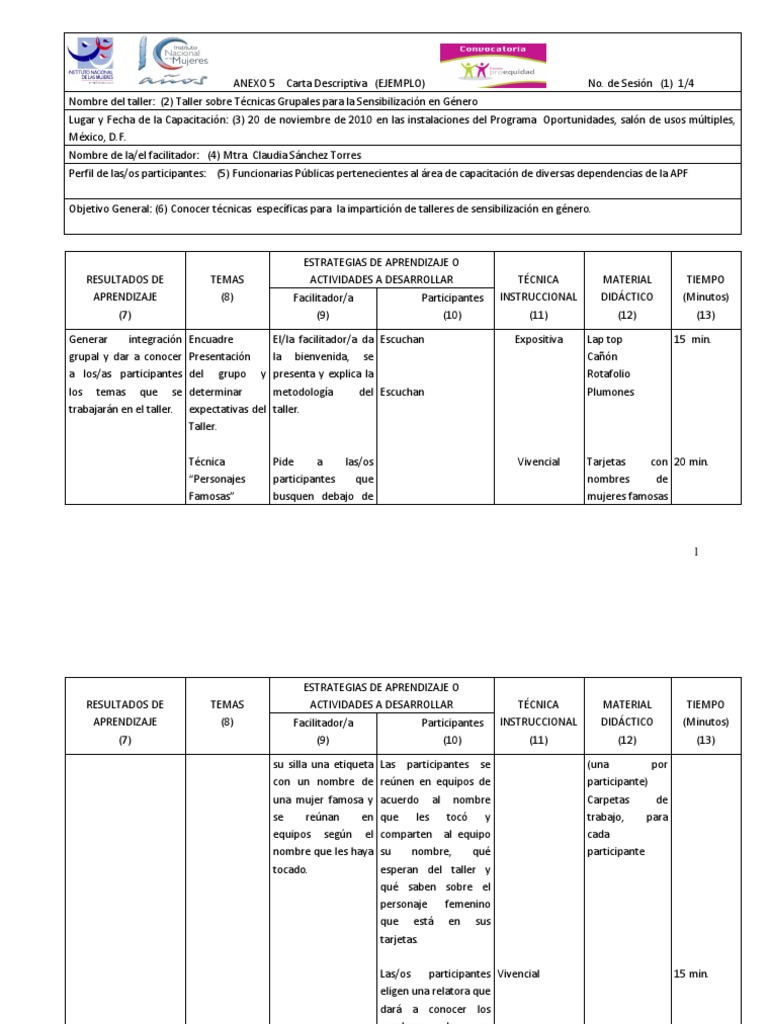 EJEMPLO CARTA DESCRIPTIVA