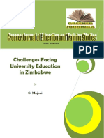 Challenges Facing University Education in Zimbabwe: C. Majoni
