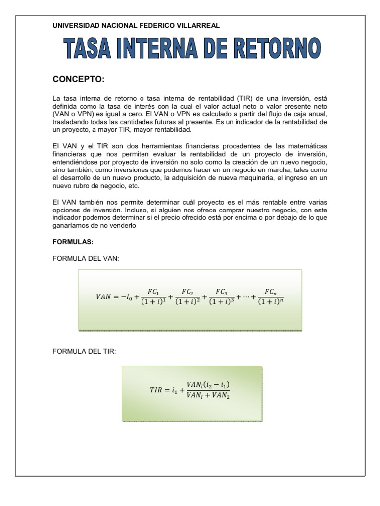 Tasa Interna de Retorno | PDF
