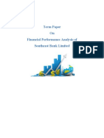 Term Paper On Financial Performance Analysis of Southeast Bank Limited