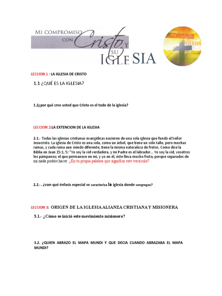 Compromiso con Cristo y la Iglesia | PDF | Iglesia cristiana | Cristo ...
