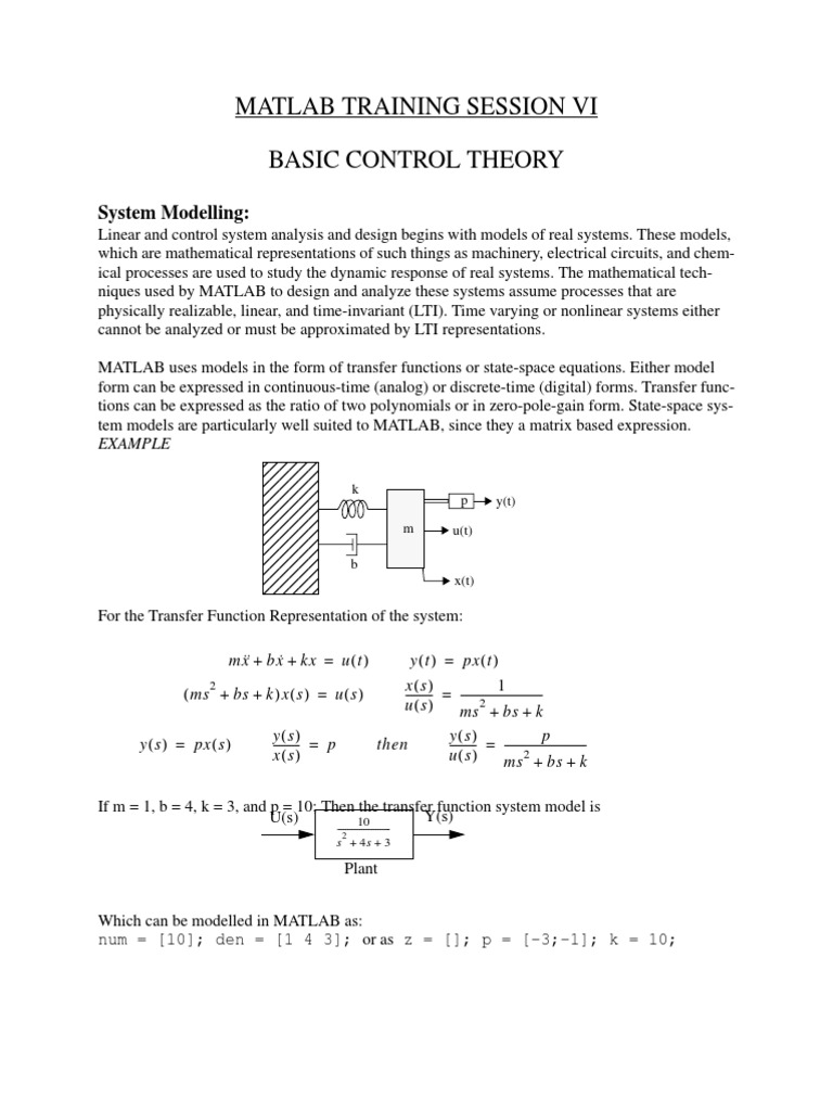 Matlab Training - Basic Control Theory | PDF