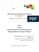 Tarea 4, Principales Valores y Principios Rectores Que Rigen Las Relaciones Laborales en México