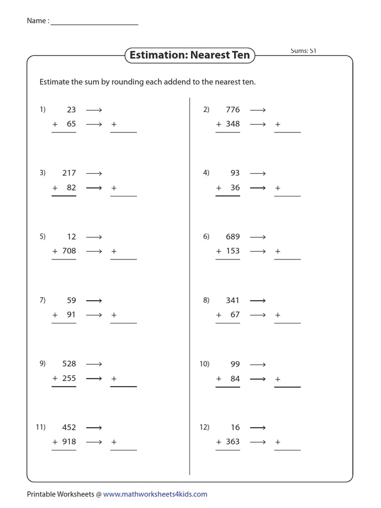 Valentine's Day Math Fun: 2 digit Estimating Sums and Differences  worksheets., image size:768x1024