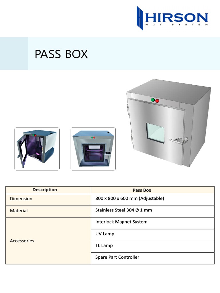 Pass Box Dimensions and Features | PDF