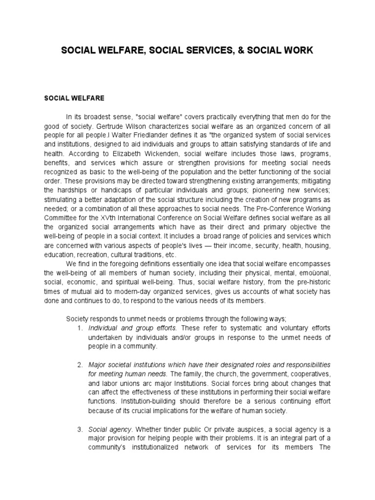 Understanding Social Welfare Services | PDF | Social Work | Psychotherapy