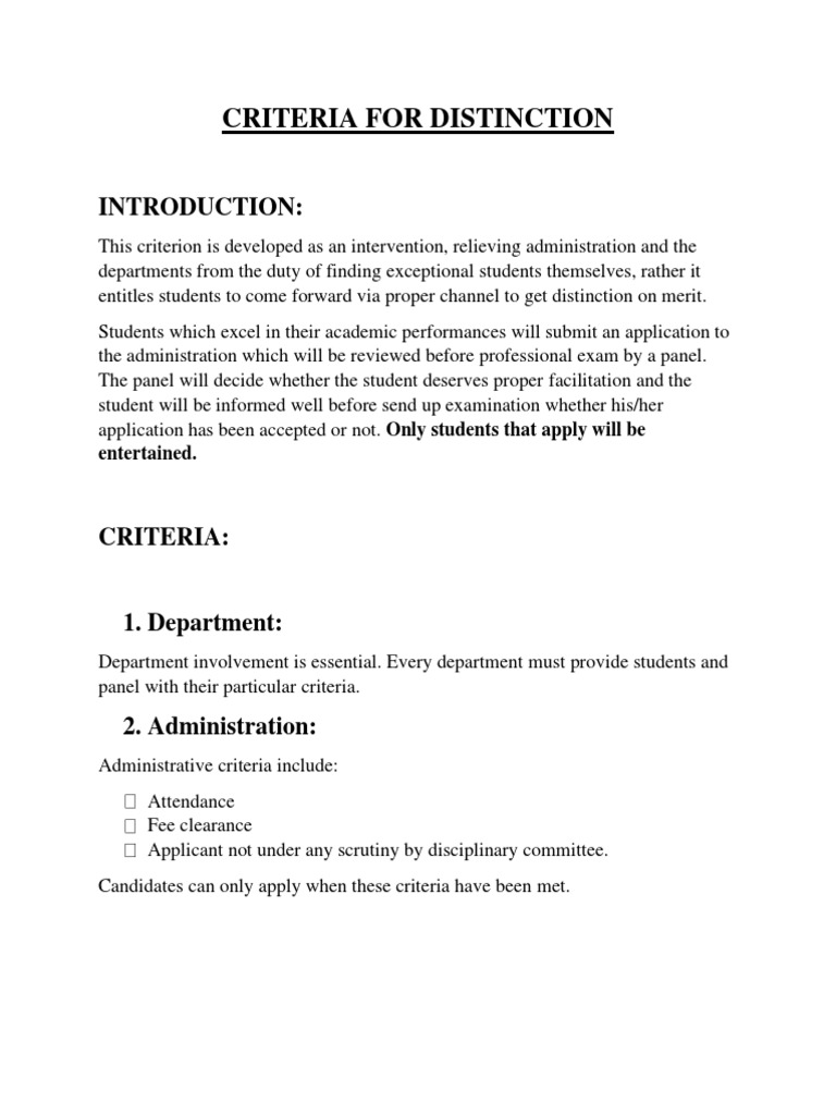 Draft Distinction Criteria | PDF