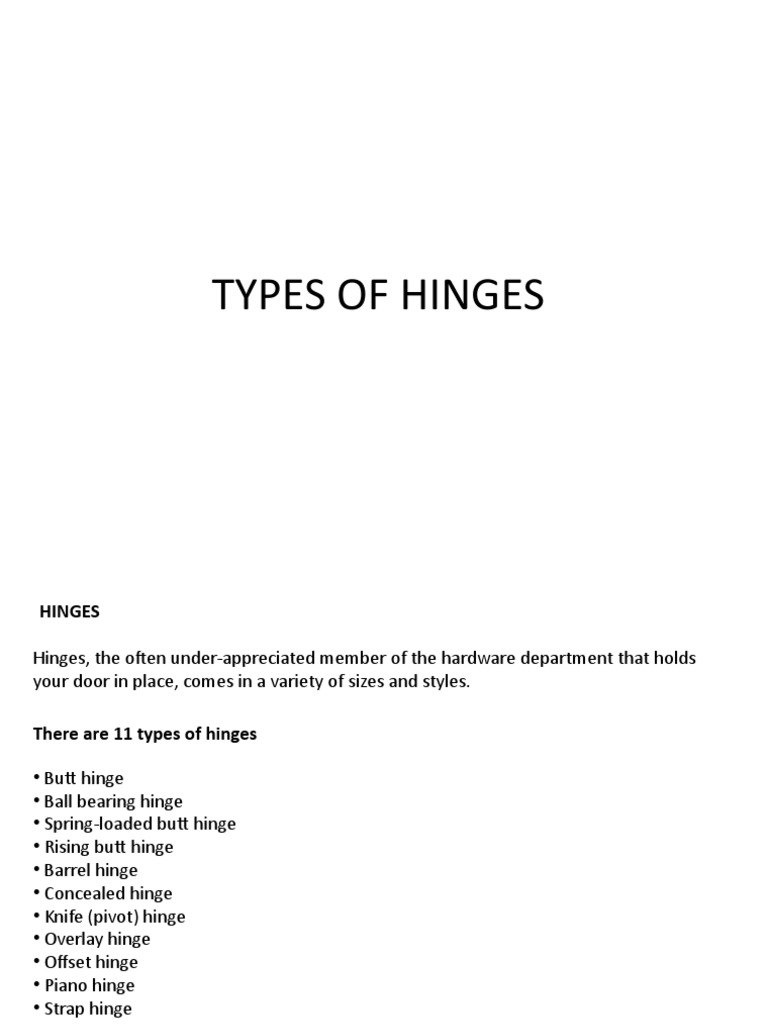 Types of Hinges PDF