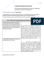 Student Worksheet: Analyzing A Journal Article