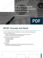 UNIT V: Working Capital Management and Contemporary Issues in Finance
