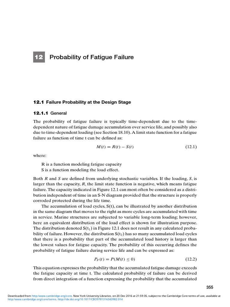 Fatigue Failure Probability Analysis | PDF | Fatigue (Material ...