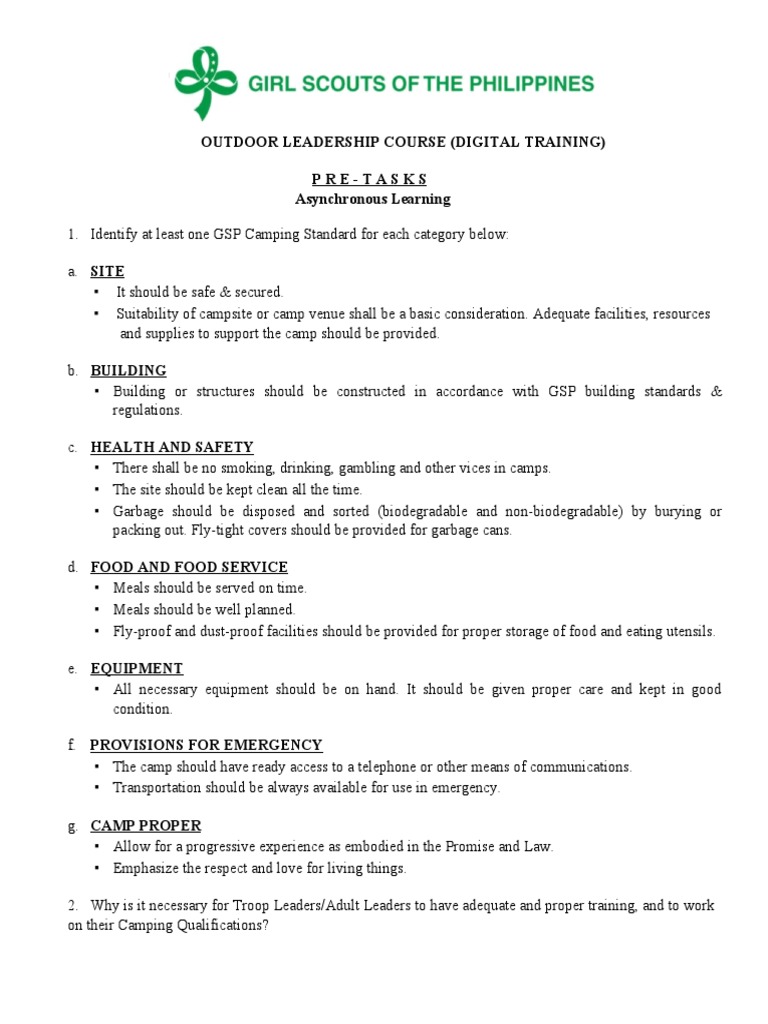 Outdoor Leadership Training Essentials | PDF | Scouting | Foods