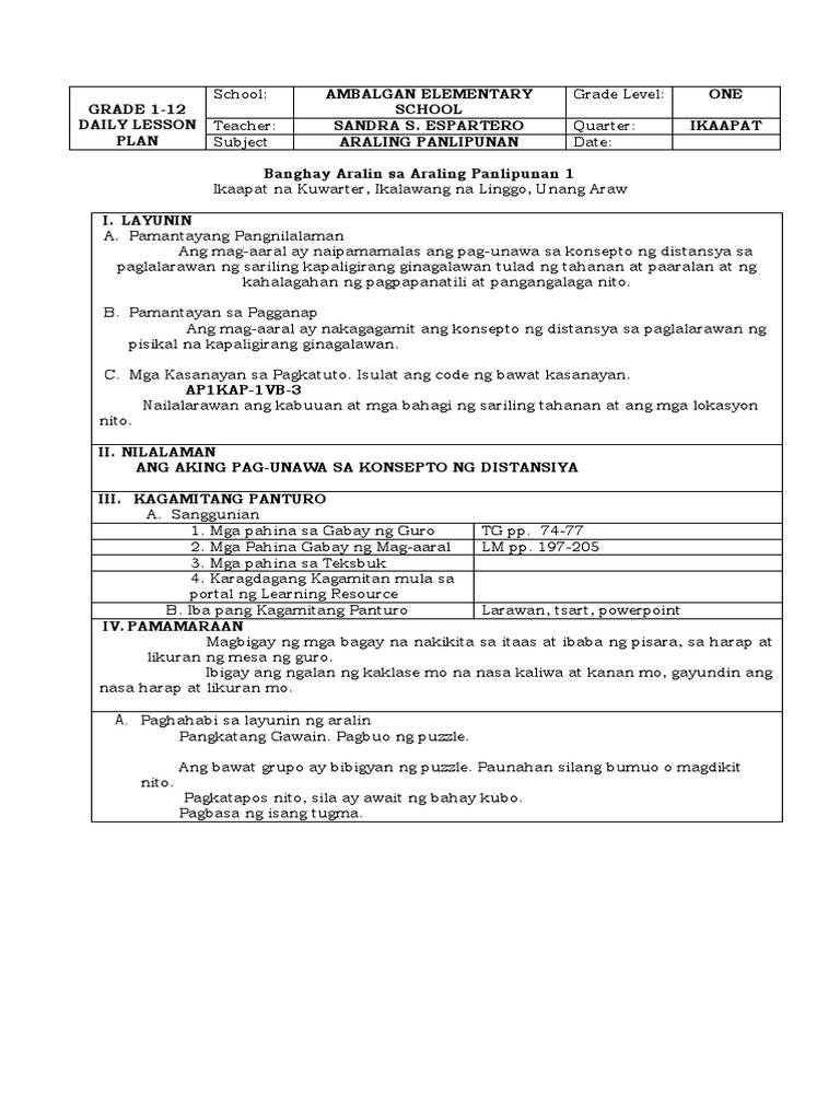 Grade 1 COT AP Q4 | PDF