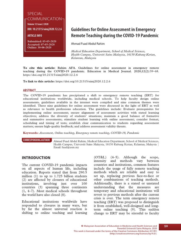 Online Assessment Guidelines for ERT | PDF | Educational Assessment ...