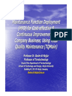 Maintenance Function Deployment (MFD) For Cost - Effective & Continuous Improvement of Company Business Using Total Quality Maintenance (Tqmain)