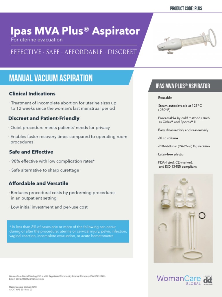 Ipas MVA Plus® Aspirator: Manual Vacuum Aspiration | PDF | Human ...