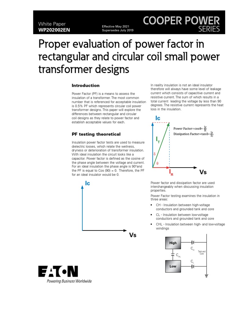 Eaton Power Factor Whitepaper Wp202002en PDF Transformer Inductor