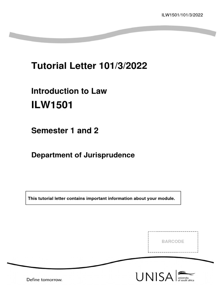 ILW1501 Introduction to Law Guide | PDF | Libraries | Educational ...