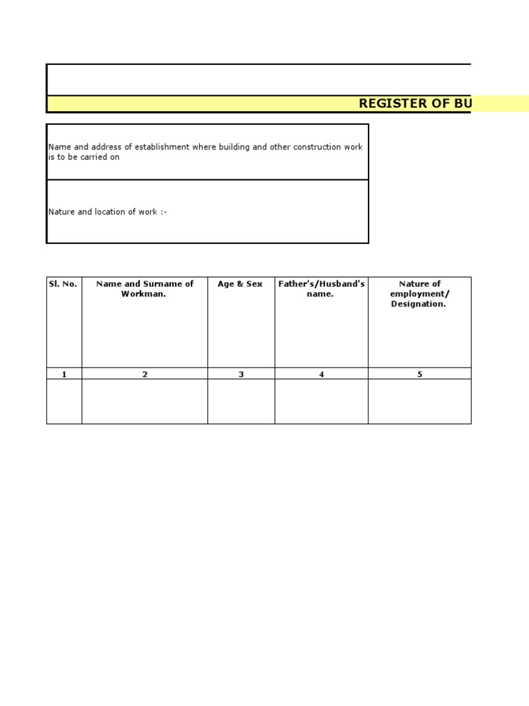Register of Building Workers Form IX | PDF