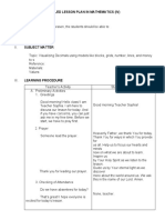 Sample Format of Detailed Lesson Plan in Mathematics