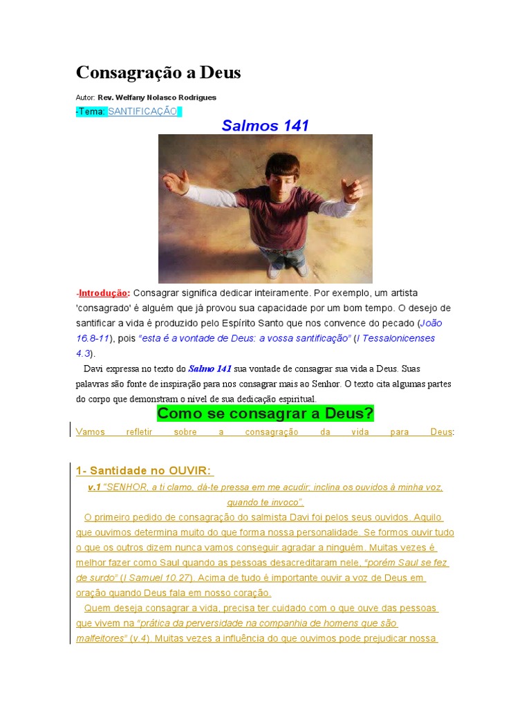 Consagração A Deus Pdf Jesus Salmos