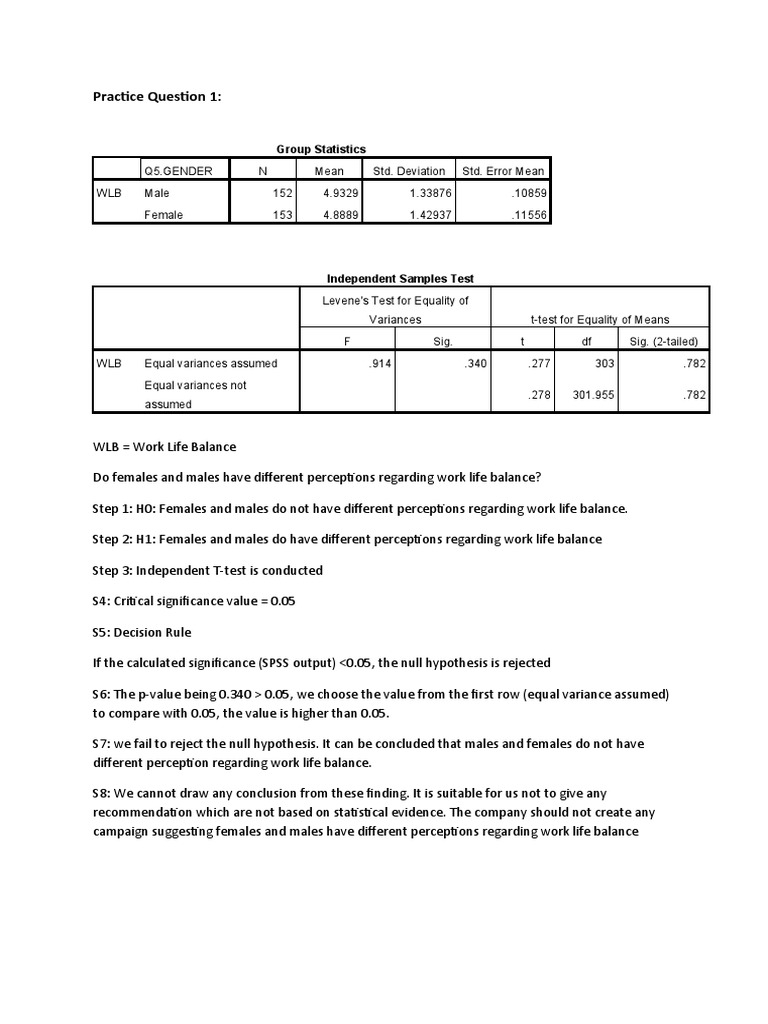 SPSS Analysis on Work-Life Balance and Education | PDF | P Value ...