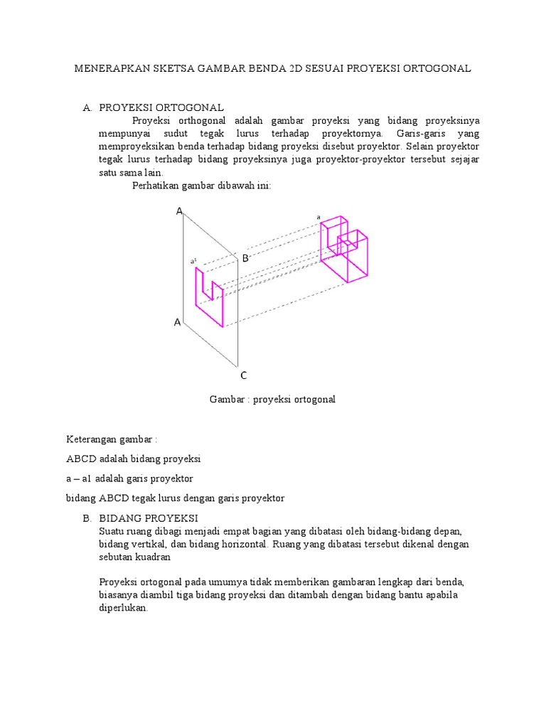 Menerapkan Sketsa Gambar Benda 2d Sesuai Proyeksi Orthogonal Pdf