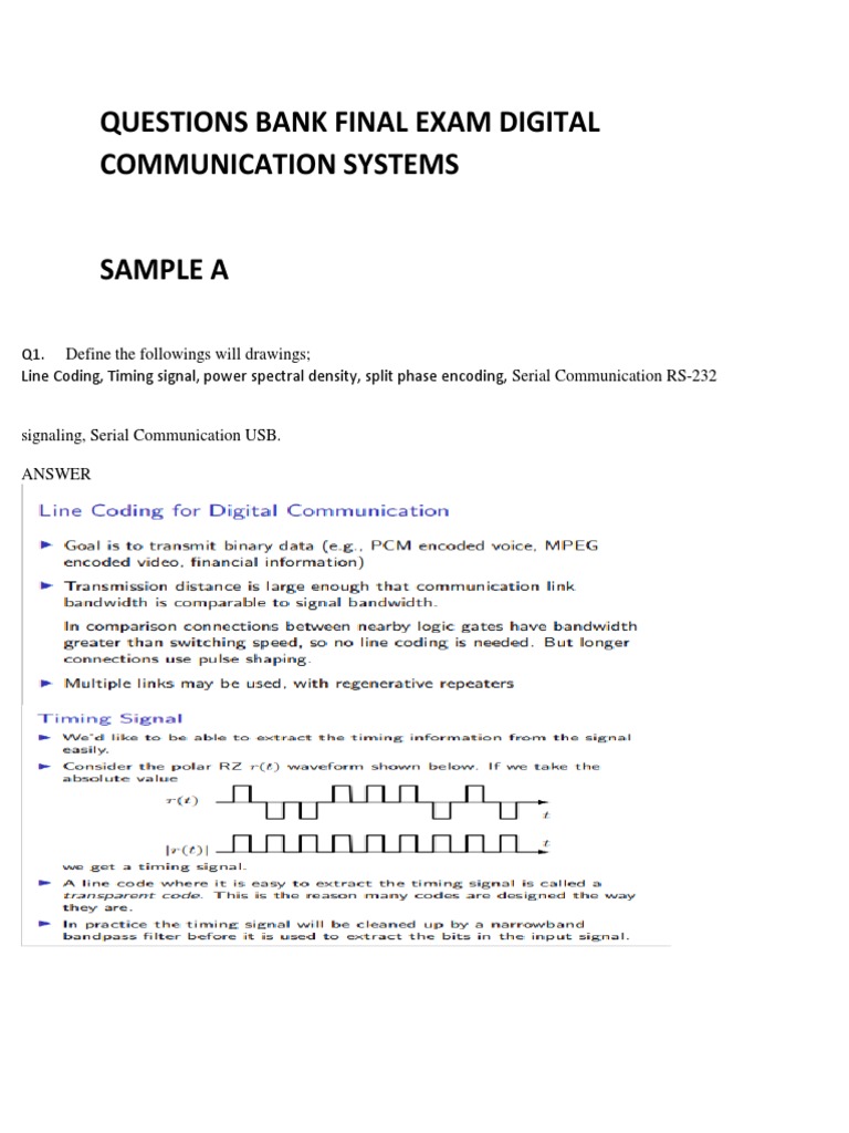 Questions Bank Final Exam Digital Communication Systems | PDF ...