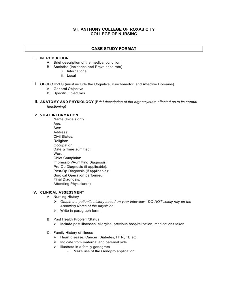 Case Study Format  PDF  Body Mass Index  Medical Diagnosis