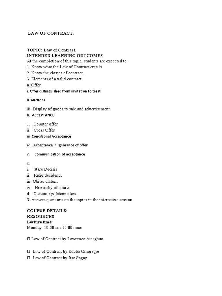 Understanding the Law of Contract | PDF | Offer And Acceptance ...