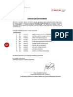 Constancia de Aseguramiento: Asegurado (S)