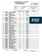 The University of Lahore: (Lahore Campus) Class Attendance Report