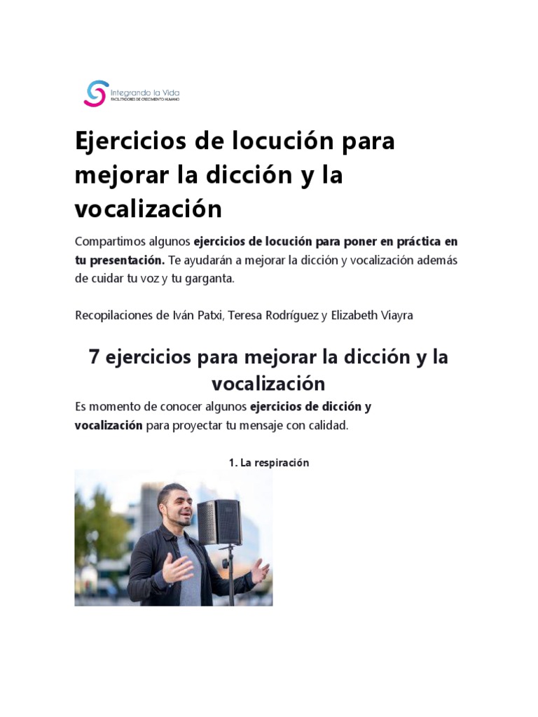 Ejercicios para Mejorar Dicción y Vocalización | PDF | Relaciones ...