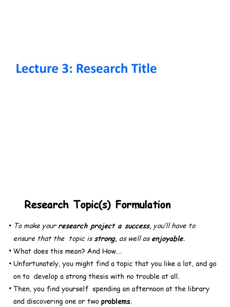 research topic vs title