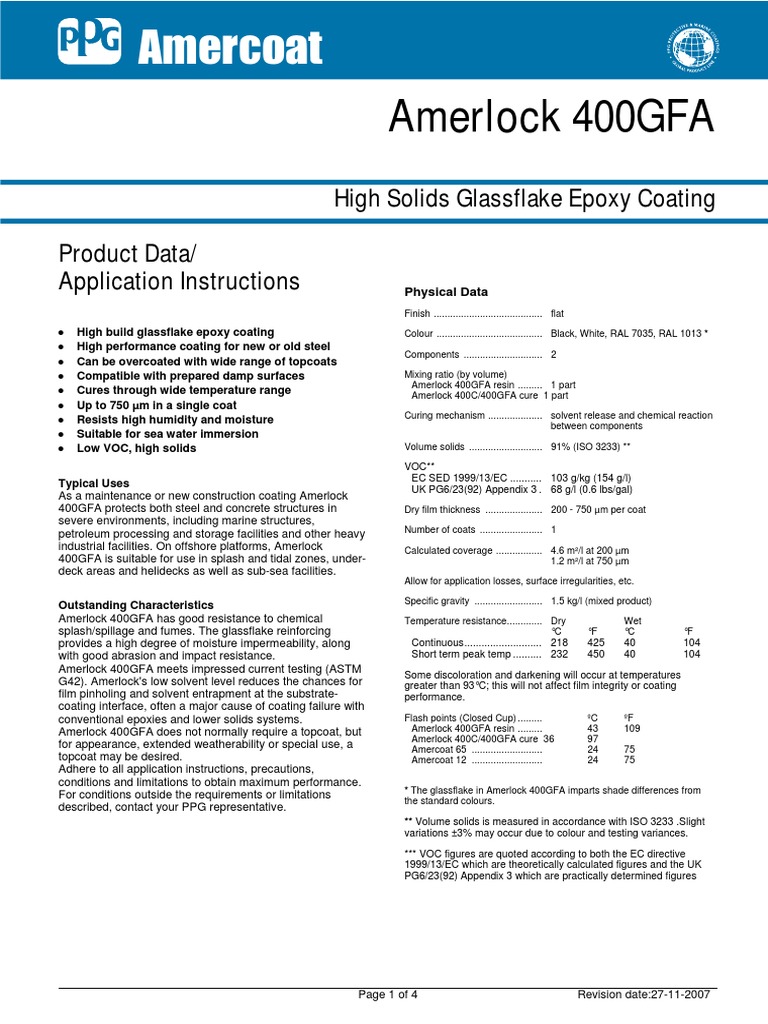 Amerlock 400gfa | PDF | Epoxy | Industrial Processes