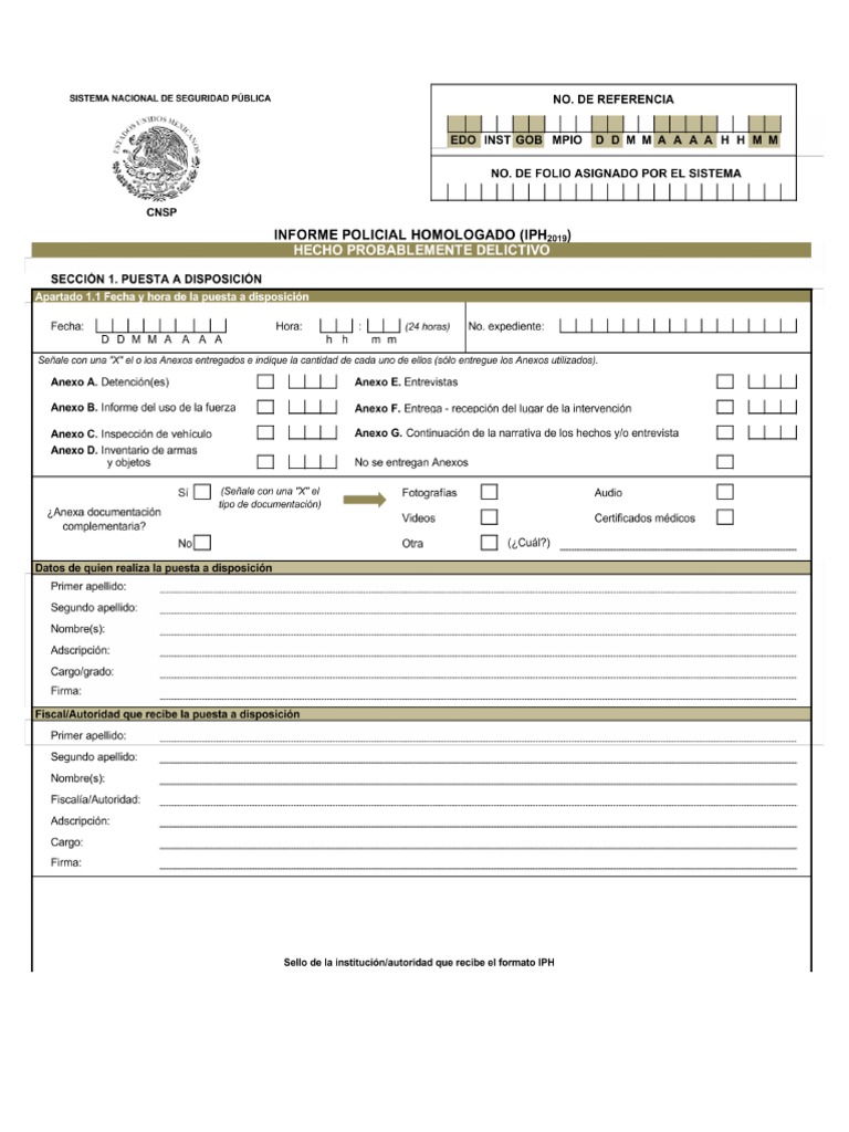 Formato IPH para Delitos y Procedimientos | PDF | Queja | Justicia